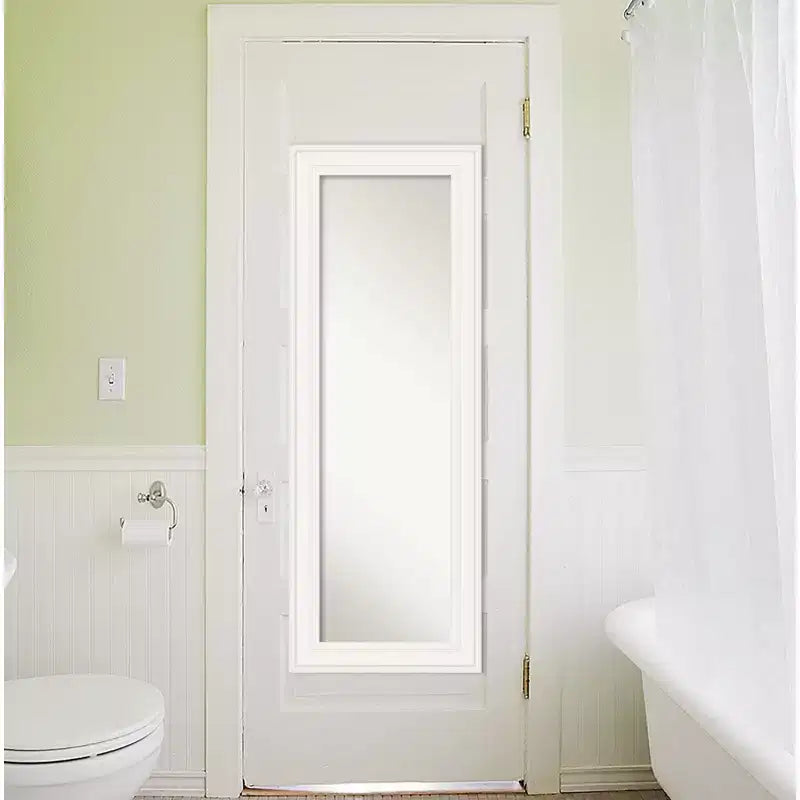 Miroir de porte pleine longueur sans biseau Ridge White 20" x 54" - Amanti Art : Cadre en polystyrène, quincaillerie de montage incluse