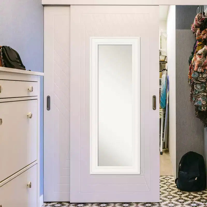 Miroir de porte pleine longueur sans biseau Ridge White 20" x 54" - Amanti Art : Cadre en polystyrène, quincaillerie de montage incluse