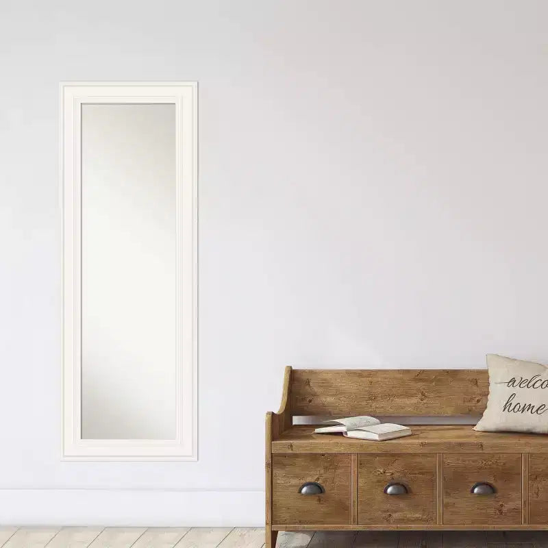 Miroir de porte pleine longueur sans biseau Ridge White 20" x 54" - Amanti Art : Cadre en polystyrène, quincaillerie de montage incluse
