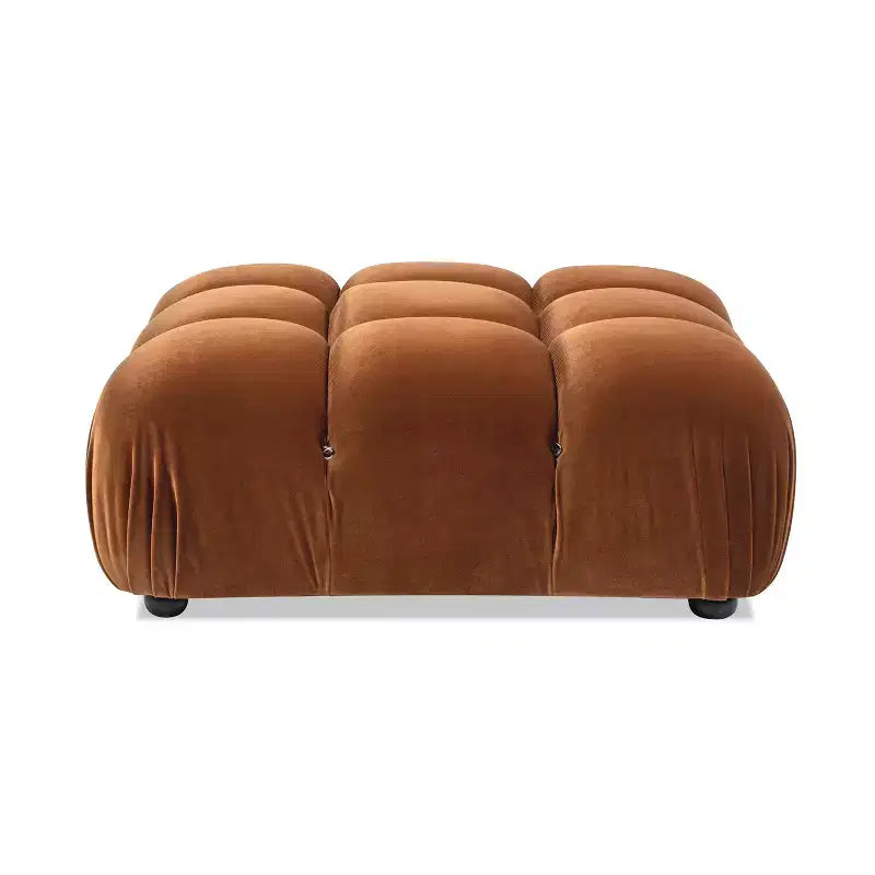 Pouf modulable contemporain en velours haute performance vert olive de 91 cm