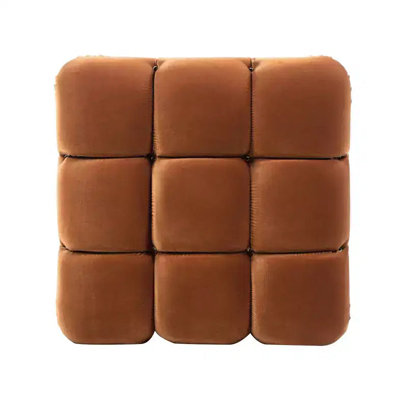 Pouf modulable contemporain en velours haute performance vert olive de 91 cm