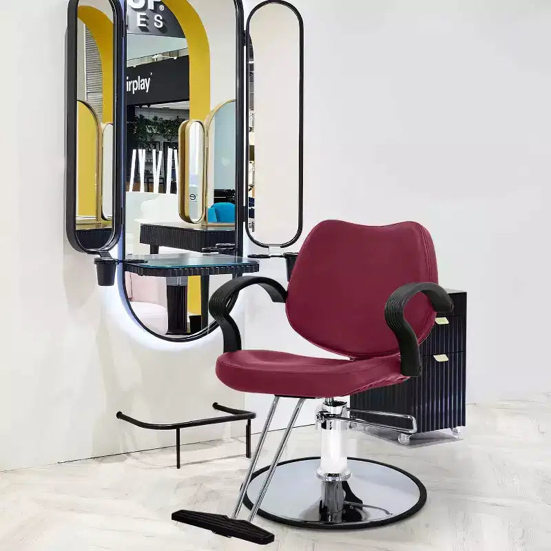 Fauteuil de barbier, fauteuil de salon de coiffure avec pompe hydraulique, pivotant à 360 degrés