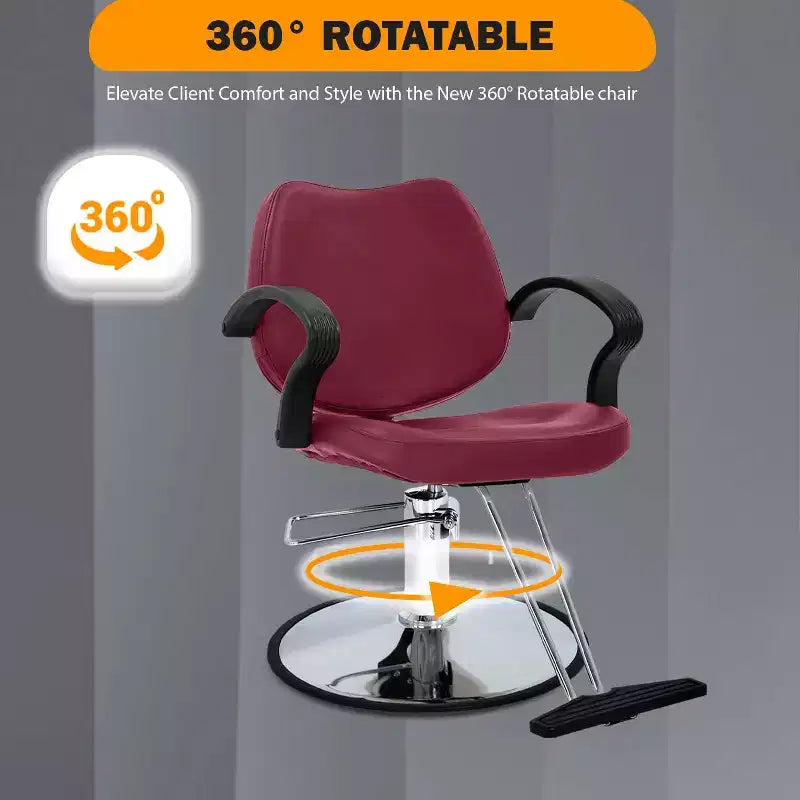 Fauteuil de barbier, fauteuil de salon de coiffure avec pompe hydraulique, pivotant à 360 degrés