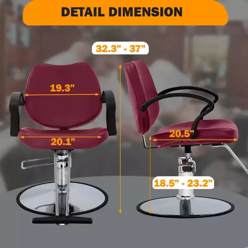 Fauteuil de barbier, fauteuil de salon de coiffure avec pompe hydraulique, pivotant à 360 degrés