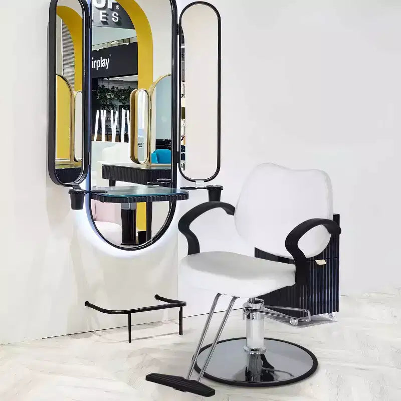 Fauteuil de barbier, fauteuil de salon de coiffure avec pompe hydraulique, pivotant à 360 degrés
