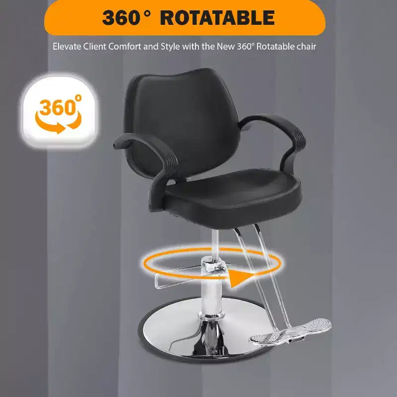 Fauteuil de barbier, fauteuil de salon de coiffure avec pompe hydraulique, pivotant à 360 degrés