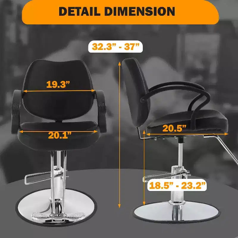Fauteuil de barbier, fauteuil de salon de coiffure avec pompe hydraulique, pivotant à 360 degrés