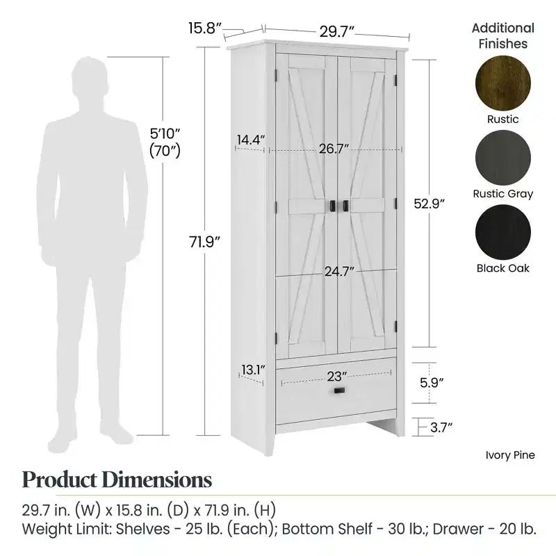 Armoire de rangement de 76 cm de large