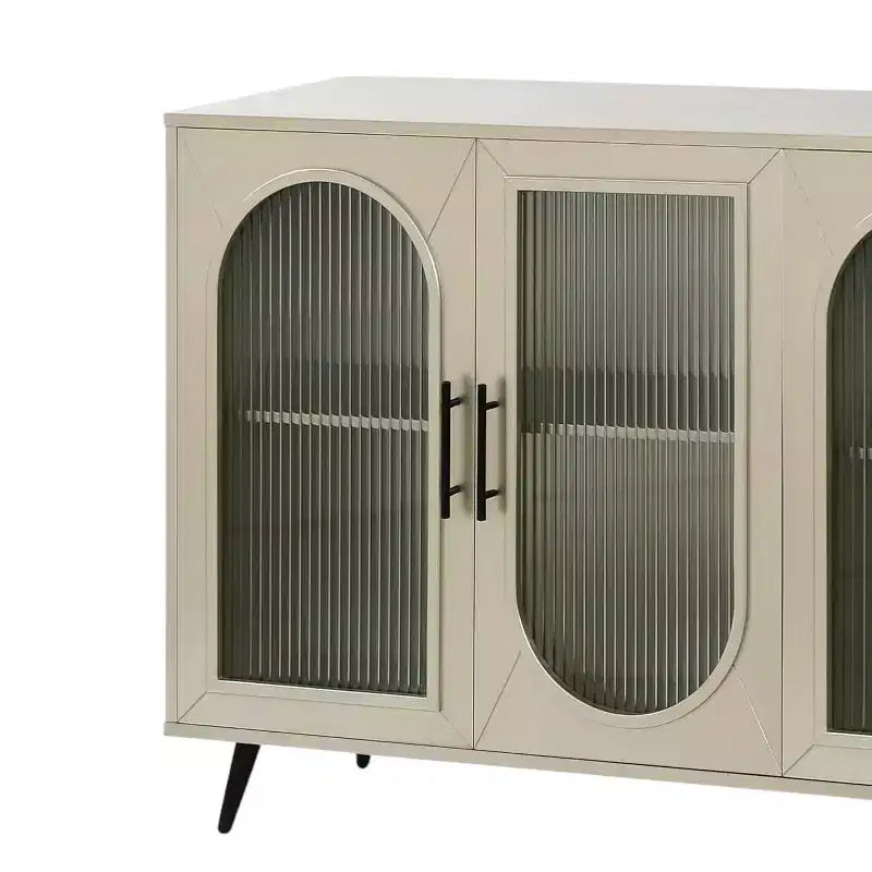 Buffet 60 po en bois doré et verre à quatre portes