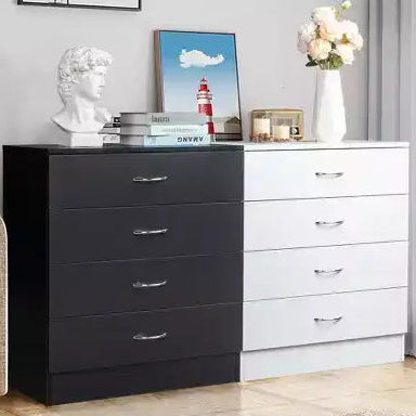Karl Home 4-Drawer White Particle Board 25.98in. W Chest of Drawer