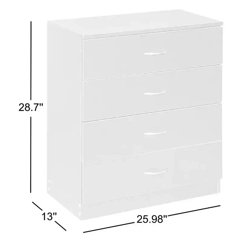 Commode 4 tiroirs en panneaux de particules blancs de 66 cm de large