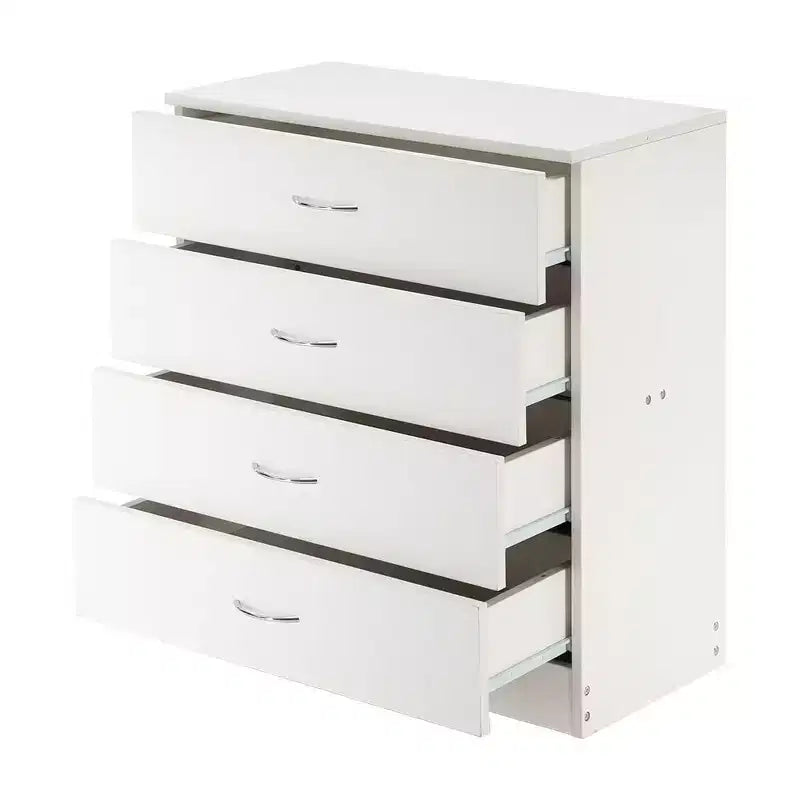 Commode 4 tiroirs en panneaux de particules blancs de 66 cm de large