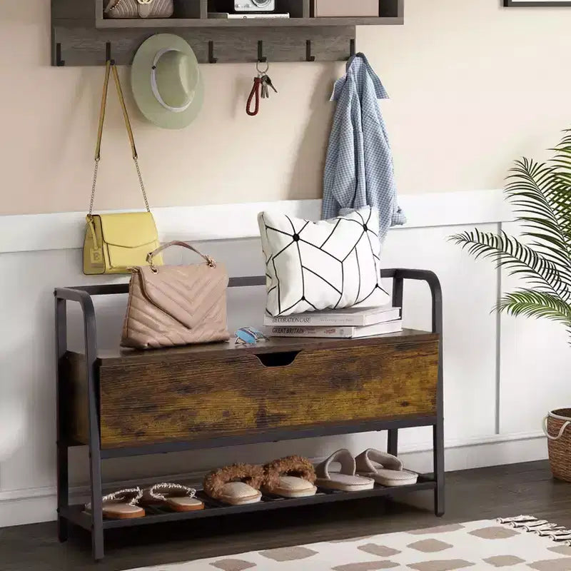 Banc à chaussures blanc de 120 cm avec portes coulissantes et coussin, banc de rangement d'entrée de style ferme avec compartiment caché et étagères réglables