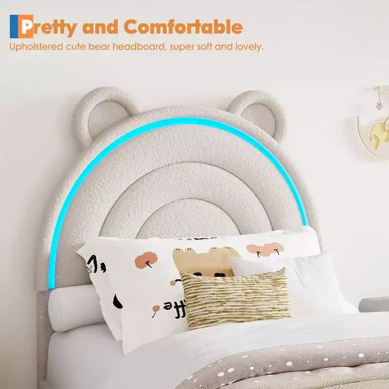 Lit plateforme rembourré avec tiroirs de rangement et tête de lit décorative, support à lattes en bois robuste, pas besoin de sommier tapissier, montage facile
