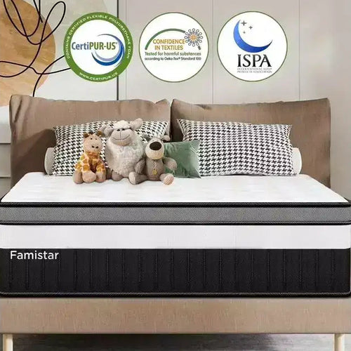 14 King Size Mattress in a Box, Memory Foam and Pocket Innerspring Mattress for Motion Isolation, Medium Firm, Pressure Relief