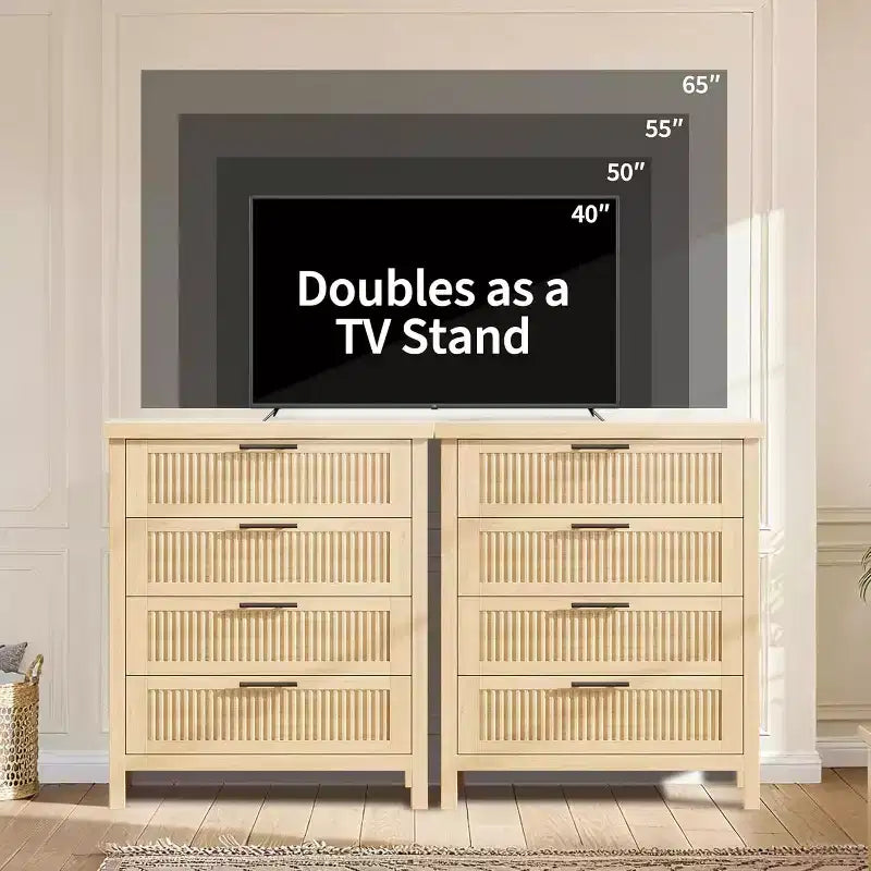 Commode cannelée pour chambre, chiffonnier de 90 cm de haut avec 4 tiroirs de rangement, meuble de rangement en bois moderne pour salon, chambre, entrée