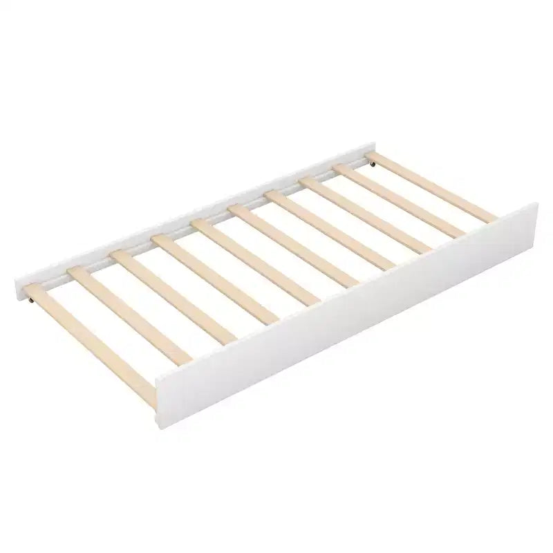 Lit cabane en bois double avec lit gigogne, blanc