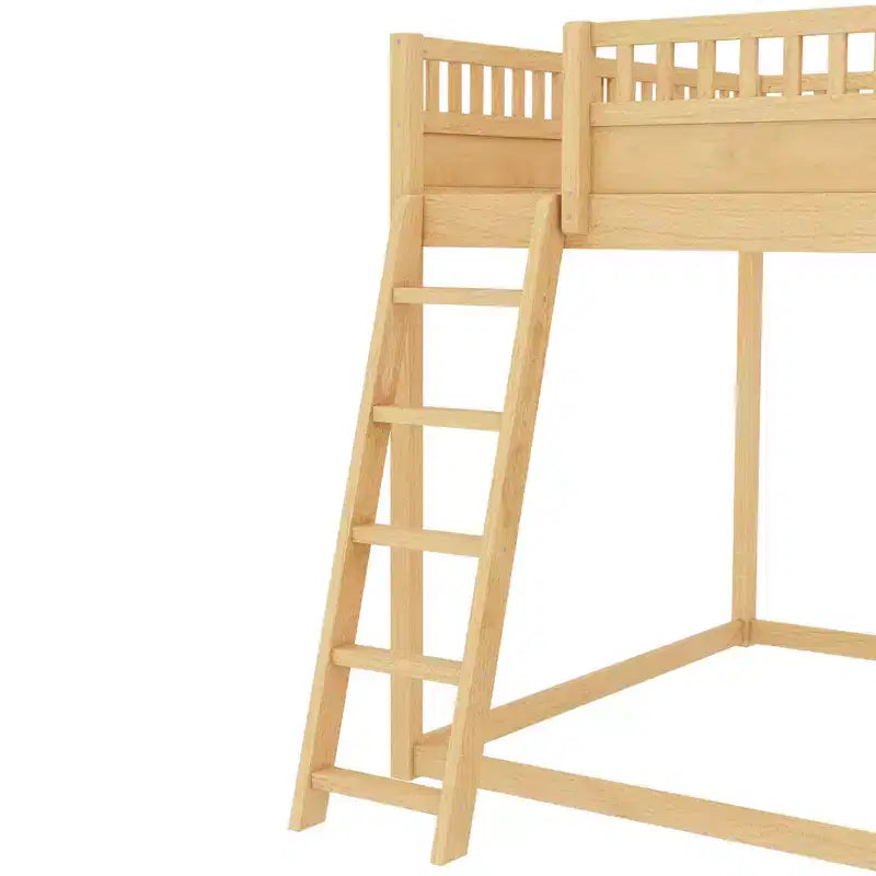 Lit mezzanine avec tête de lit capitonnée et étagères de rangement, cadre de lit mezzanine en bois massif avec échelle et toboggan pour enfants