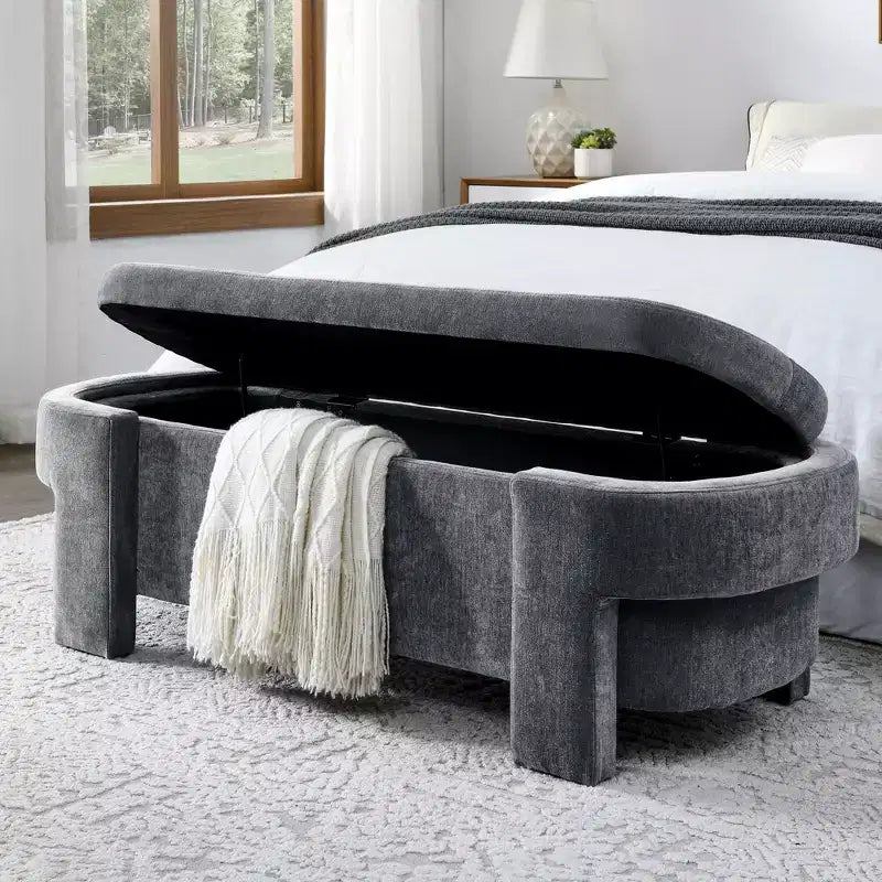 Banc en chenille avec grand espace de rangement pour le salon, l'entrée, la chambre, le couloir, l'appartement, le lounge, pouf rembourré