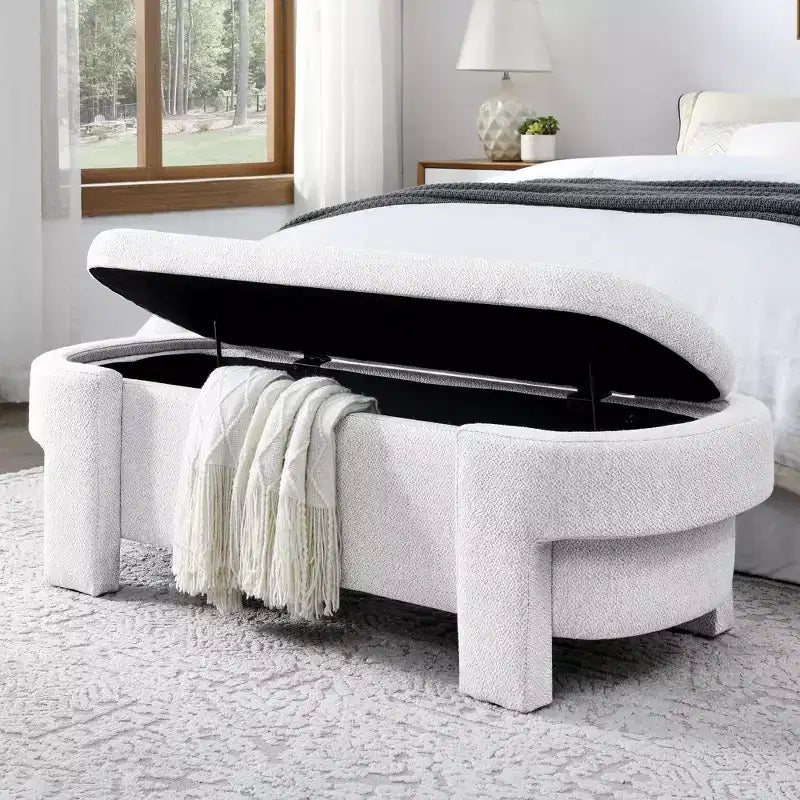 Banc en chenille avec grand espace de rangement pour le salon, l'entrée, la chambre, le couloir, l'appartement, le lounge, pouf rembourré