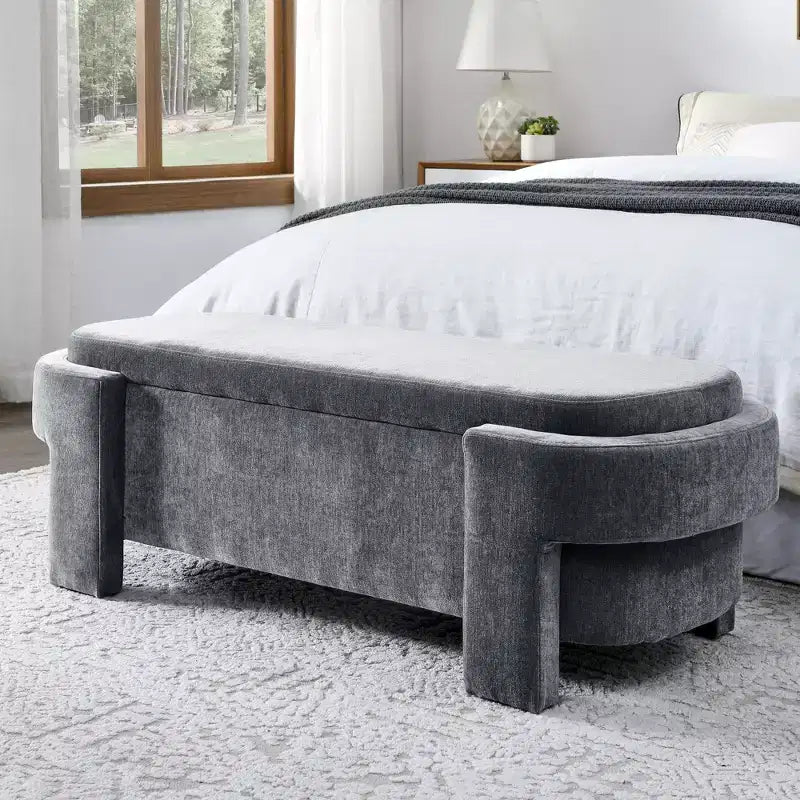Banc en chenille avec grand espace de rangement pour le salon, l'entrée, la chambre, le couloir, l'appartement, le lounge, pouf rembourré