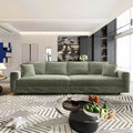 MAYEERTY 102.4 Plush Corduroy 4 Seat Sofa with Soft Pillows 3 Ottoman, Convertible Deep Seat Sofa Lunge Chair Green