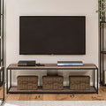 Meuble TV Fayette RealRooms pour téléviseurs jusqu'à 65 pouces, chêne vieilli