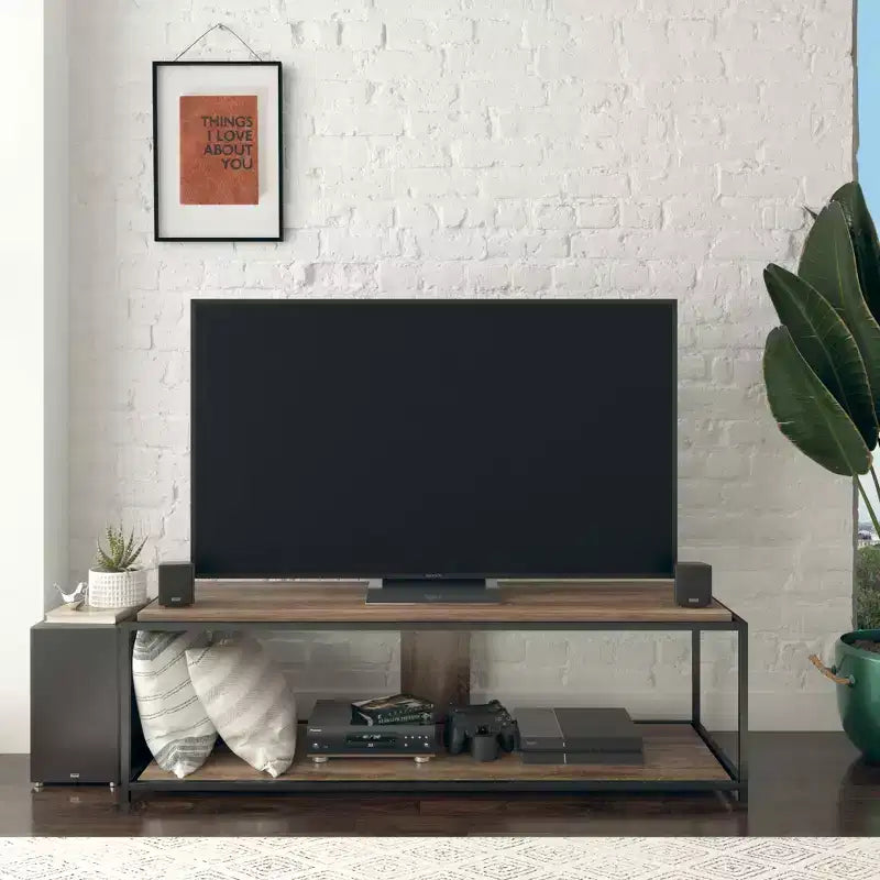 Meuble TV Fayette RealRooms pour téléviseurs jusqu'à 65 pouces, chêne vieilli